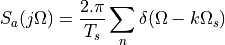 S_a(j\Omega) = \frac{2.\pi}{T_s} \sum_{n} \delta(\Omega - k\Omega_s)