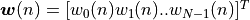 \boldsymbol{w}(n) = [w_0(n) w_1(n) .. w_{N-1}(n)]^T